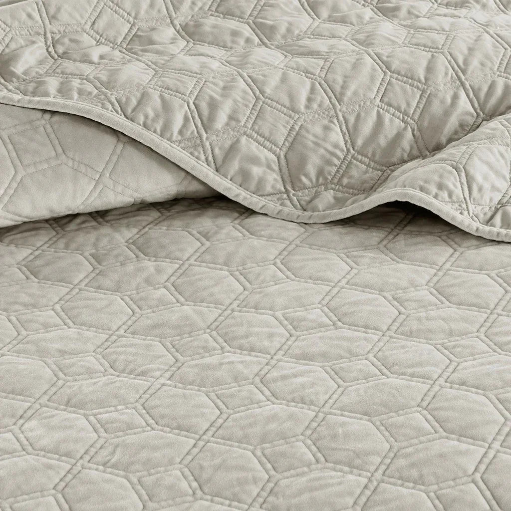 Harper Velvet 3 Piece Coverlet Set - Ivory - Gifts for You 'n Me