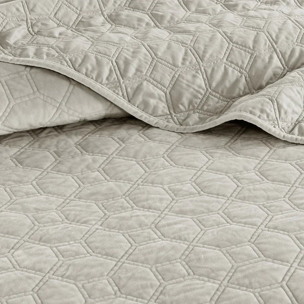 Harper Velvet 3 Piece Coverlet Set - Ivory - Gifts for You 'n Me