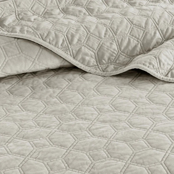 Harper Velvet 3 Piece Coverlet Set - Ivory - Gifts for You 'n Me