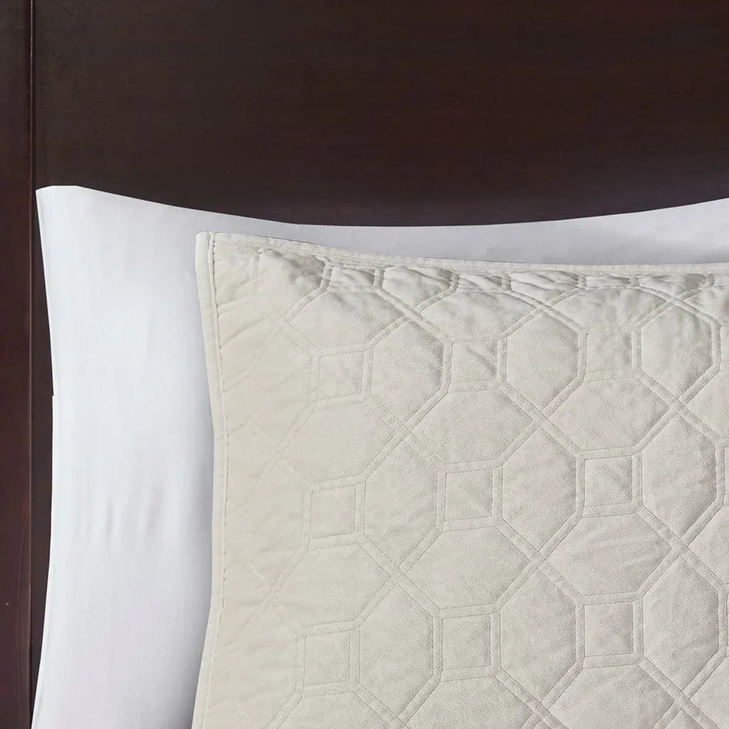 Harper Velvet 3 Piece Coverlet Set - Ivory - Gifts for You 'n Me