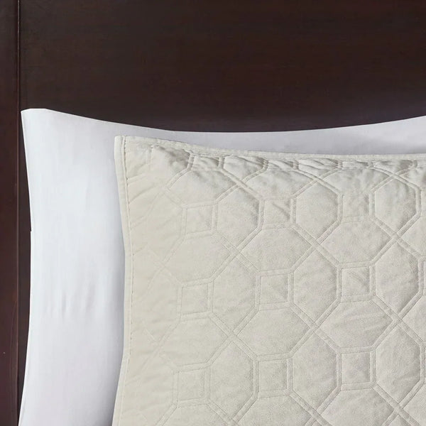 Harper Velvet 3 Piece Coverlet Set - Ivory - Gifts for You 'n Me