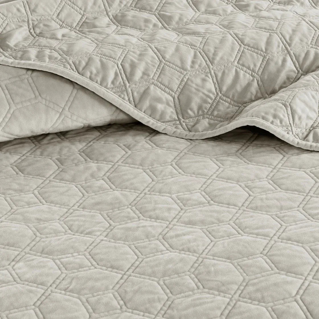 Harper Velvet 3 Piece Coverlet Set - Ivory - Gifts for You 'n Me