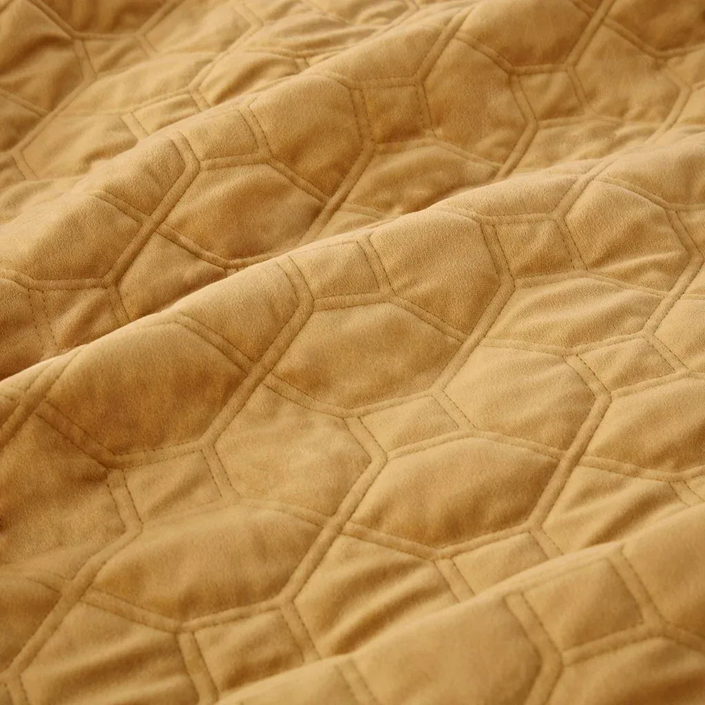 Harper Velvet 3 Piece Coverlet Set - Mustard - Gifts for You 'n Me