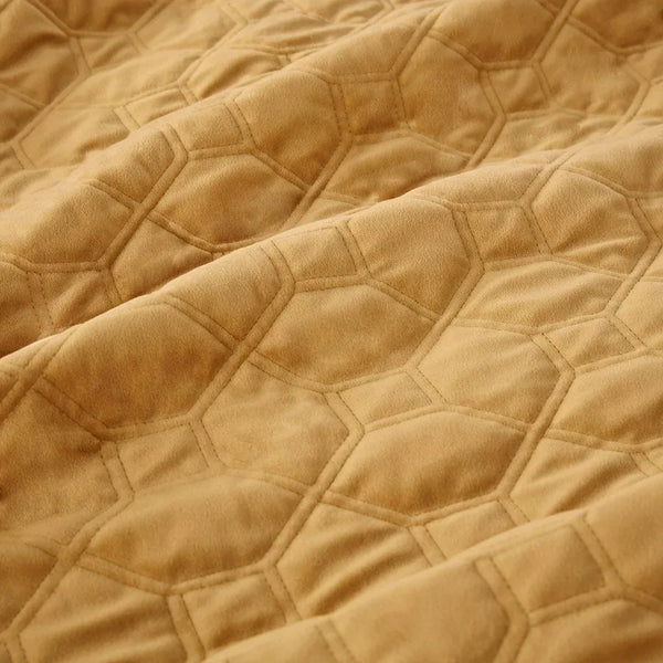 Harper Velvet 3 Piece Coverlet Set - Mustard - Gifts for You 'n Me