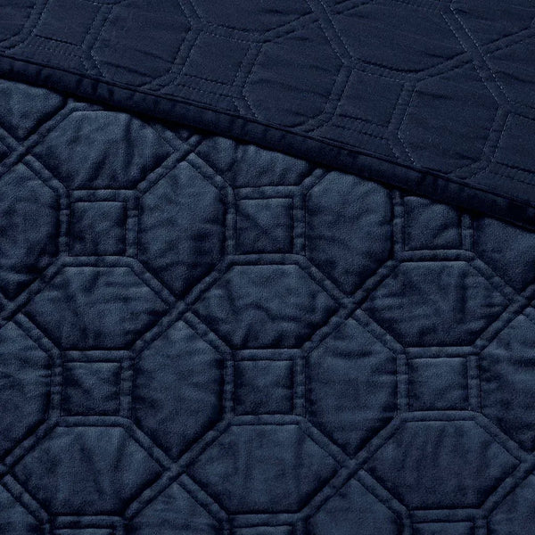 Harper Velvet 3 Piece Coverlet Set - Navy - Gifts for You 'n Me