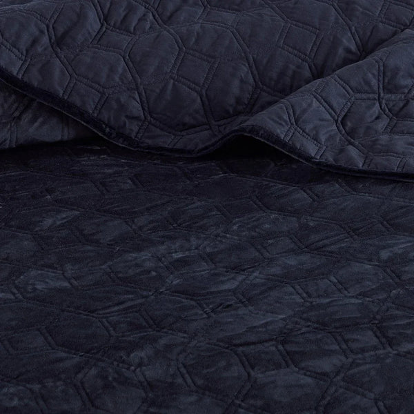 Harper Velvet 3 Piece Coverlet Set - Navy - Gifts for You 'n Me