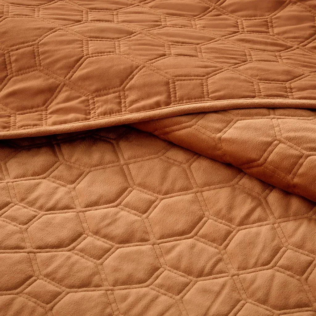 Harper Velvet 3 Piece Coverlet Set - Rust - Gifts for You 'n Me