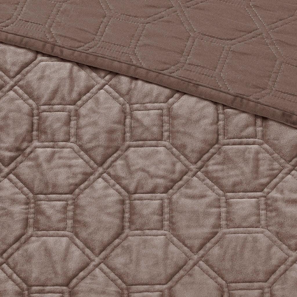 Harper Velvet 3 Piece Coverlet Set - Taupe - Gifts for You 'n Me