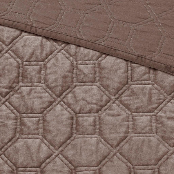 Harper Velvet 3 Piece Coverlet Set - Taupe - Gifts for You 'n Me
