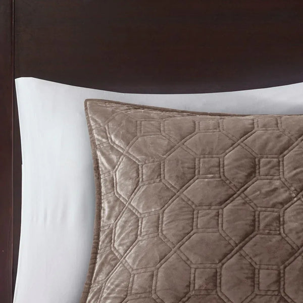 Harper Velvet 3 Piece Coverlet Set - Taupe - Gifts for You 'n Me