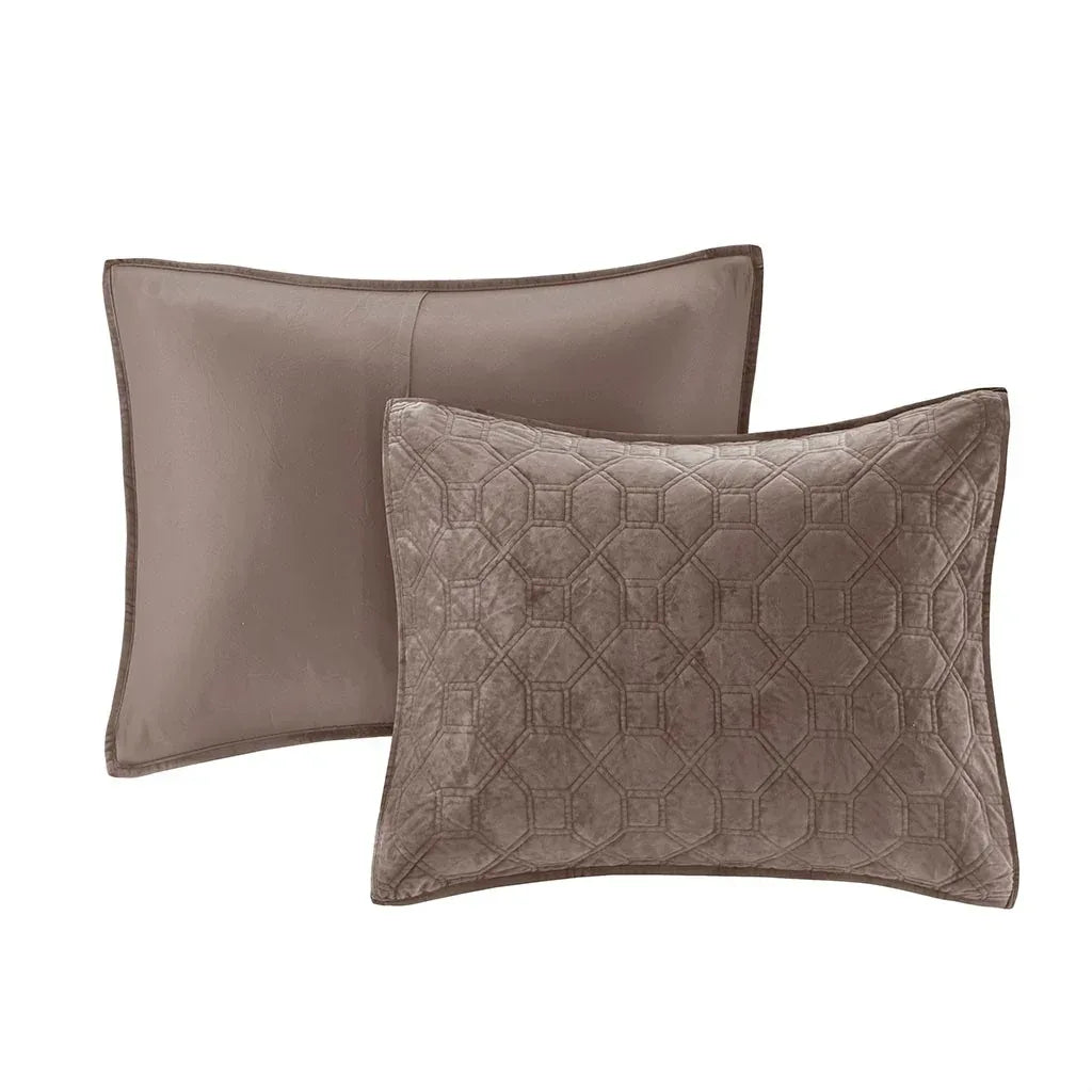 Harper Velvet 3 Piece Coverlet Set - Taupe - Gifts for You 'n Me