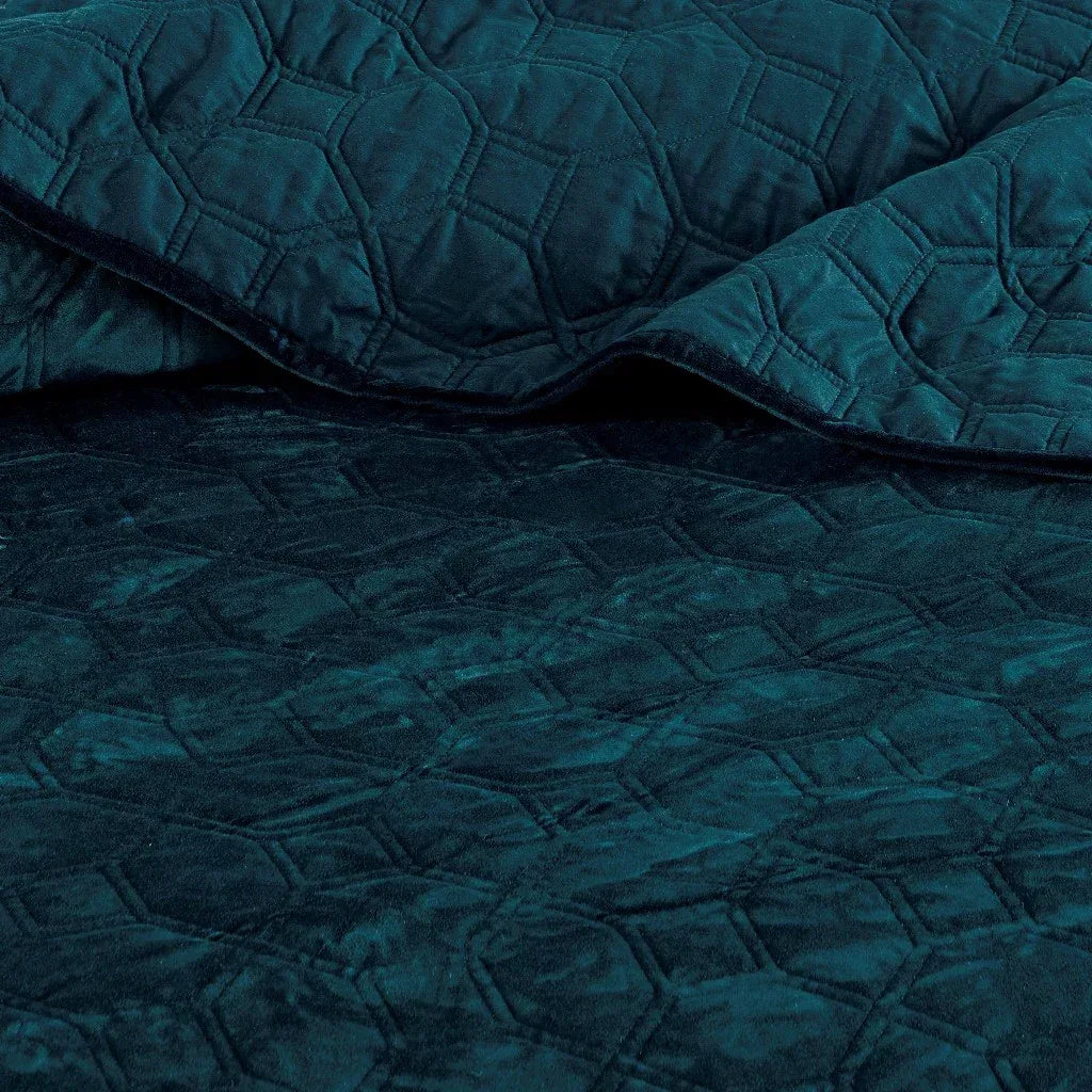 Harper Velvet 3 Piece Coverlet Set - Teal - Gifts for You 'n Me