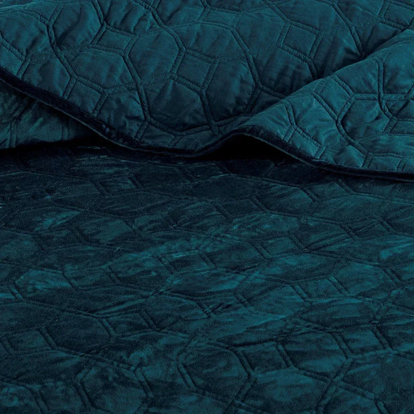 Harper Velvet 3 Piece Coverlet Set - Teal - Gifts for You 'n Me