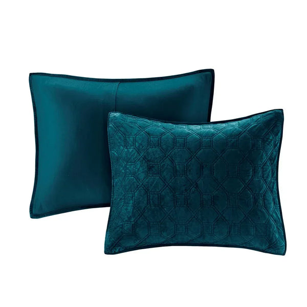 Harper Velvet 3 Piece Coverlet Set - Teal - Gifts for You 'n Me