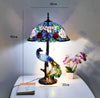 Luxurious Tiffany Peacock Table Lamp Foyer Bed Room Restaurant Large Art Glass Colorful Desk Decor Light 68cm 1261