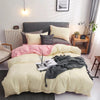 JUSTCHIC 4pcs Bedding Set Simple Solid Color Polyester Duvet Cover Bed Sheet Pillowcase AB Version Design Single Queen Size