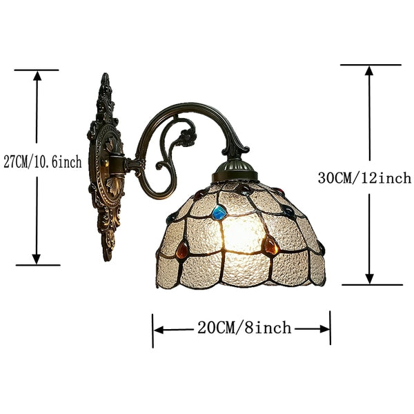 Nordic Peacock Tail Glazed Wall Lamp Tiffany Style Bedroom Balcony Living Room Backdrop Lighting Bar Led Simple Wall Lamps
