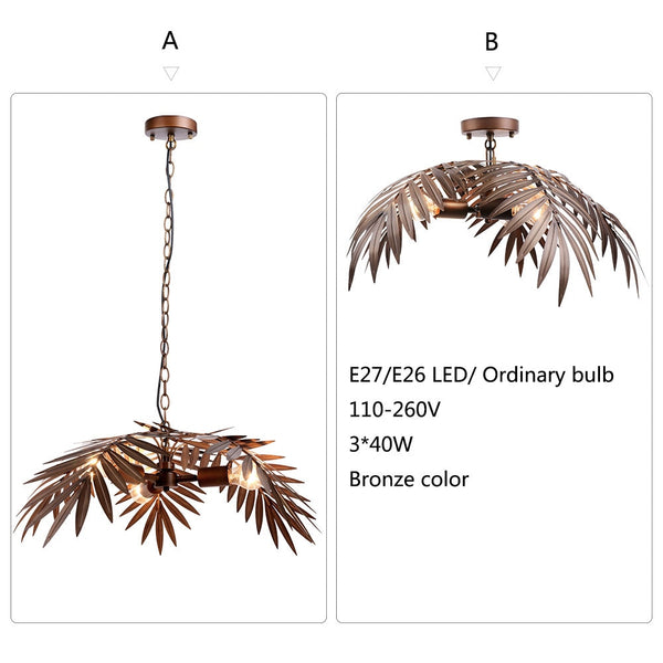 Bohemian decor bronze coconut tree lights 3*LED E27/E26 loft adjustable pendant lamp for living room bedroom lobby hotel bar - Gifts for You 'n Me
