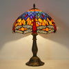 Tiffany style stained glass table lamp 12 inch Shade Blue/Green Dragonfly design table Reading lamp