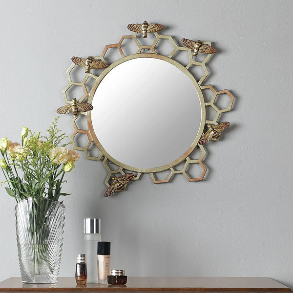 Honeycomb and Bee Wall Mirror - Gifts for You 'n Me