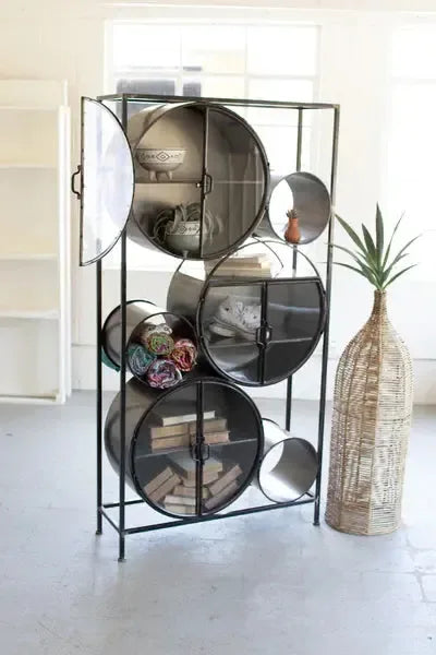 Iron And Glass Circles Shelving Unit - KALALOU