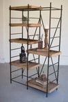 Iron Shelving Unit with Six Adjustable Wooden Shelves - KALALOU