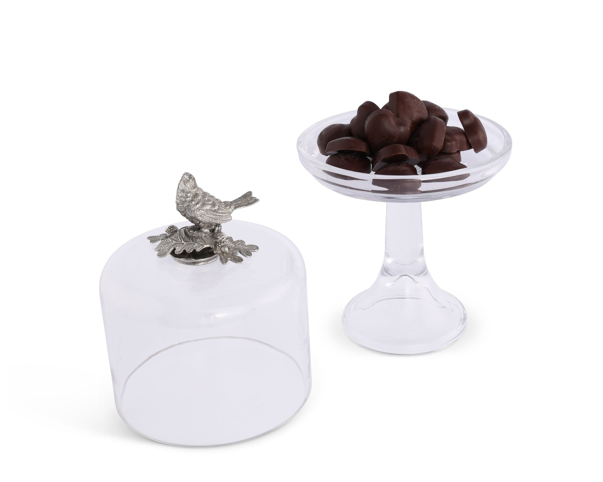 SONG BIRD GLASS COVERED CAKE / DESSERT STAND