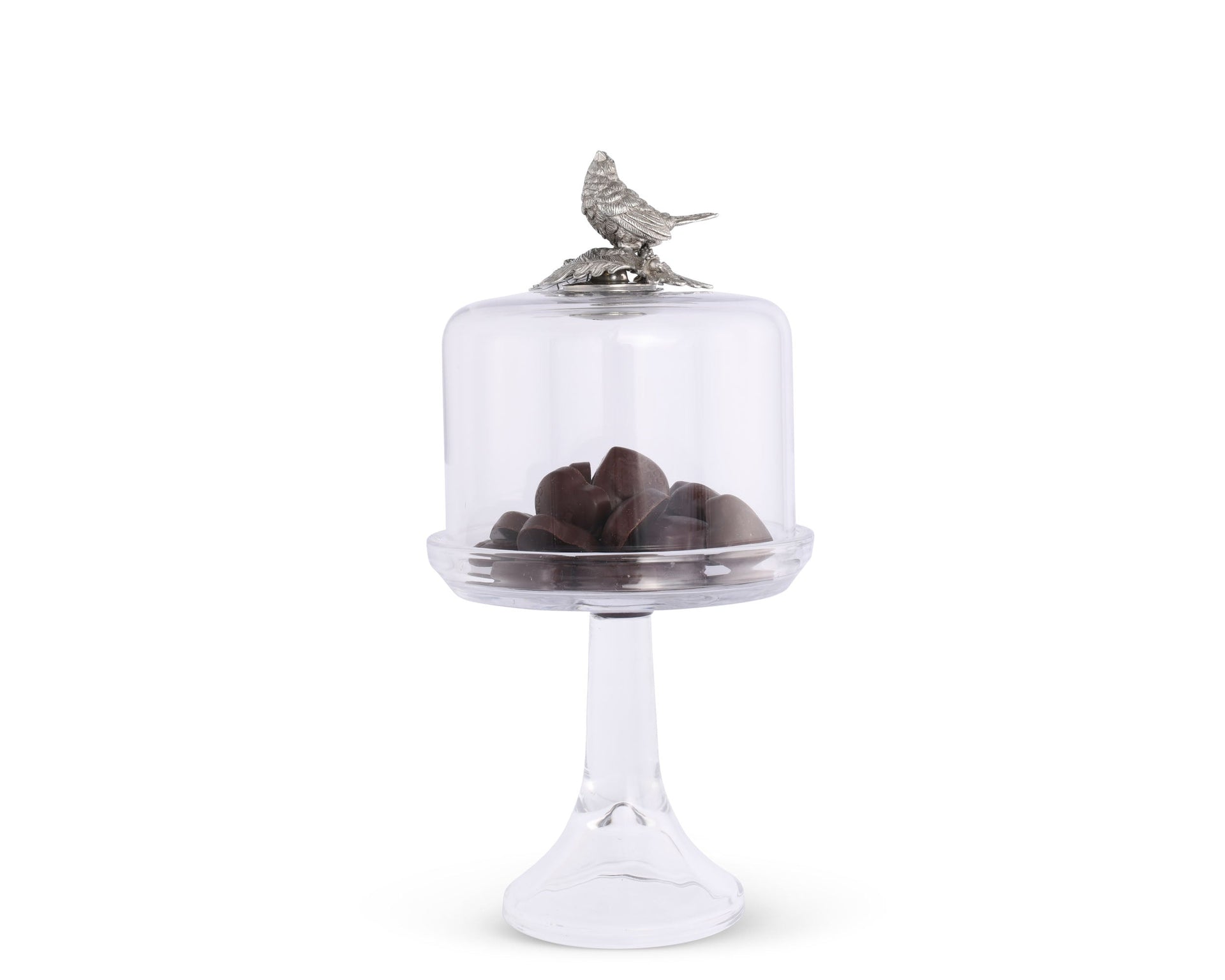 SONG BIRD GLASS COVERED CAKE / DESSERT STAND