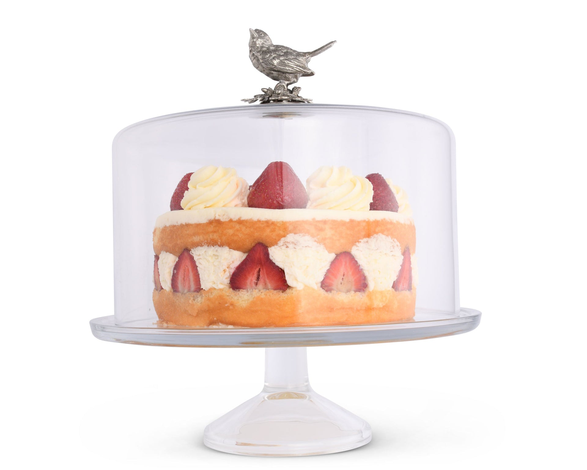 SONG BIRD GLASS COVERED CAKE / DESSERT STAND