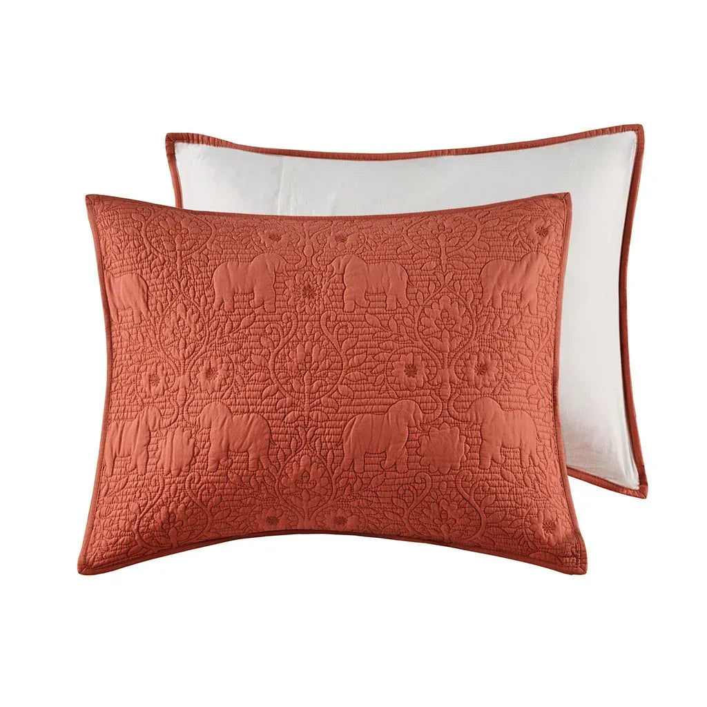 Kandula 3 Piece Reversible Cotton Quilt Set in Coral - Gifts for You 'n Me