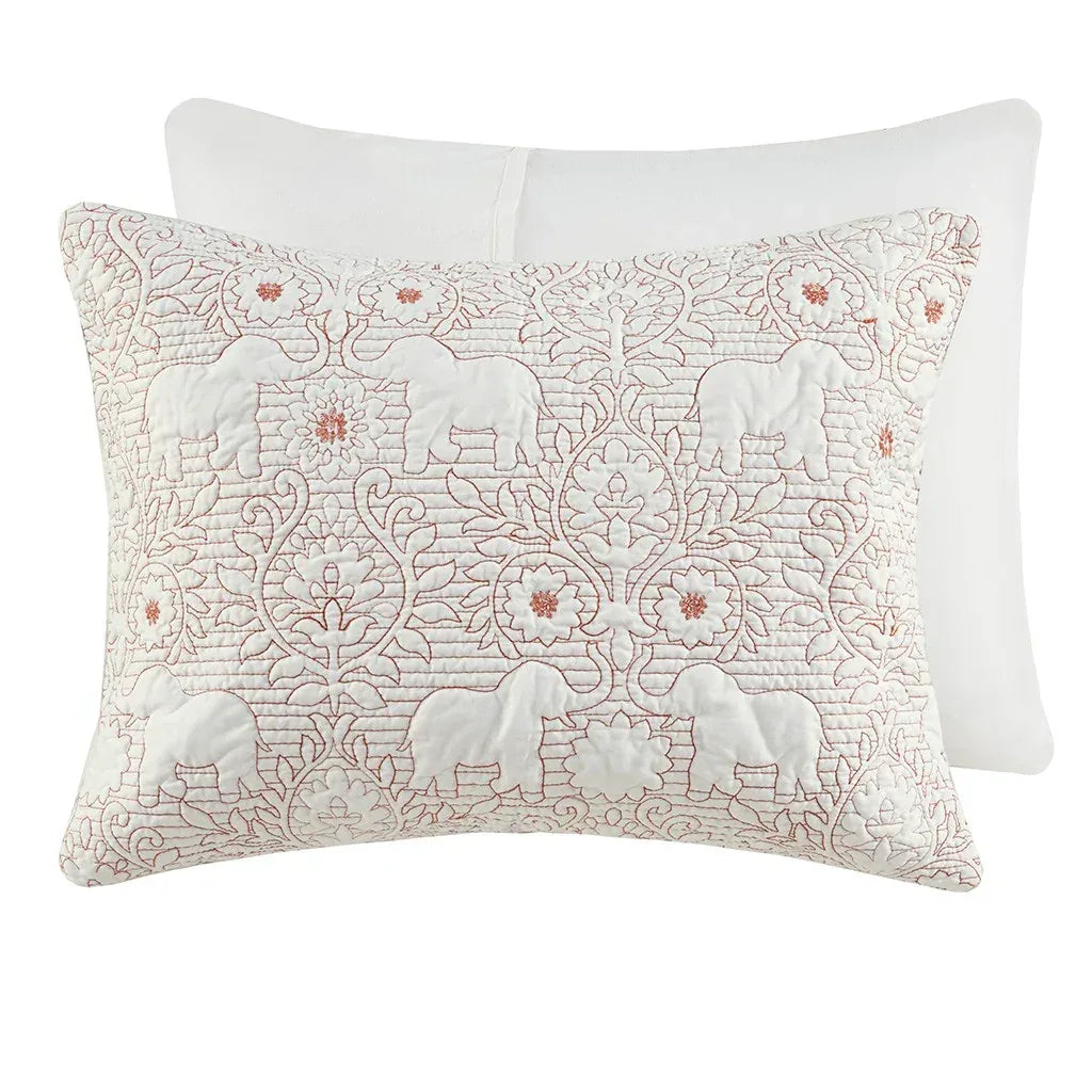 Kandula 3 Piece Reversible Cotton Quilt Set in Coral - Gifts for You 'n Me