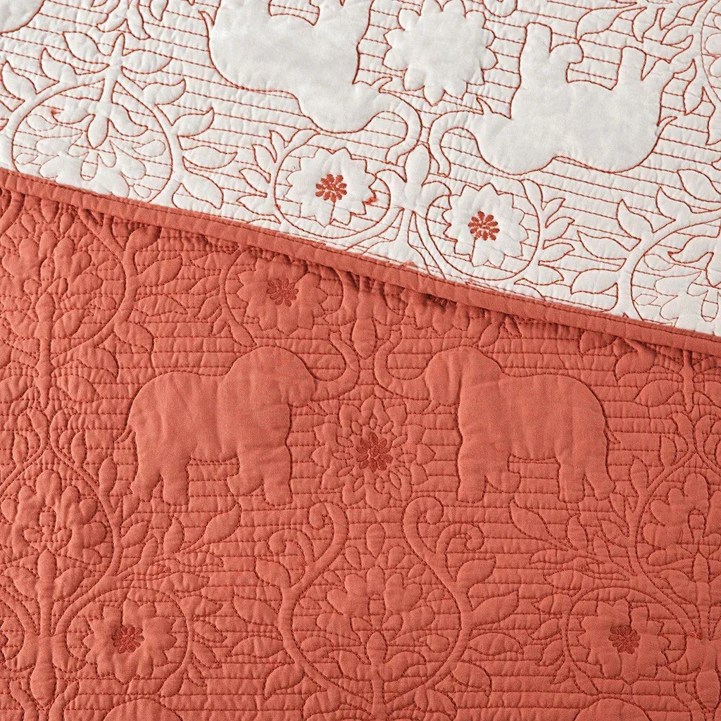 Kandula 3 Piece Reversible Cotton Quilt Set in Coral - Gifts for You 'n Me