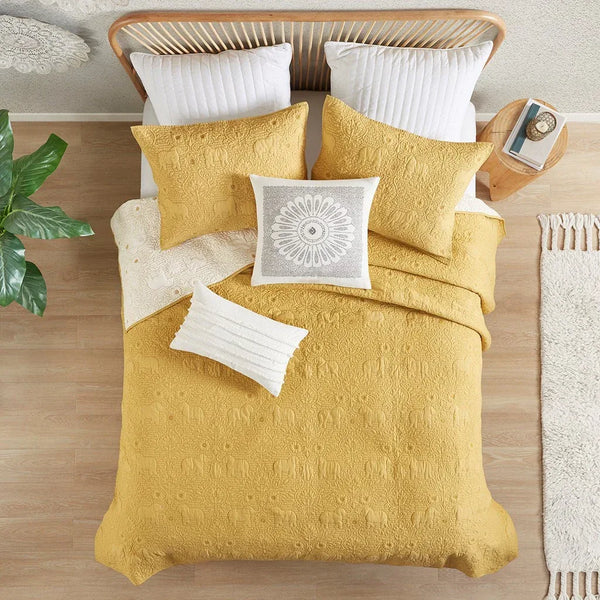 Kandula 3 Piece Reversible Cotton Quilt Set in Yellow - Gifts for You 'n Me