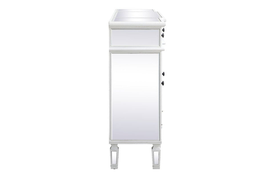 Elegant 60 Inch Mirrored Credenza in Antique White