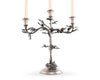 THREE TAPER PEWTER OAK LEAF CANDELABRUM