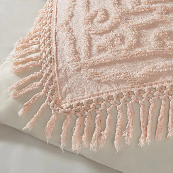 Laetitia Tufted Cotton Chenille Medallion Fringe Coverlet Mini Set - Blush - Gifts for You 'n Me