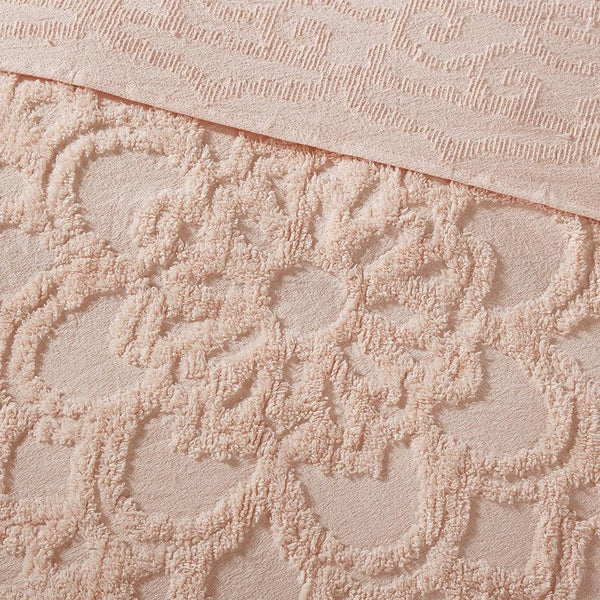 Laetitia Tufted Cotton Chenille Medallion Fringe Coverlet Mini Set - Blush - Gifts for You 'n Me
