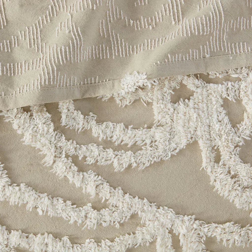 Laetitia Tufted Cotton Chenille Medallion Fringe Coverlet Mini Set - Taupe - Gifts for You 'n Me