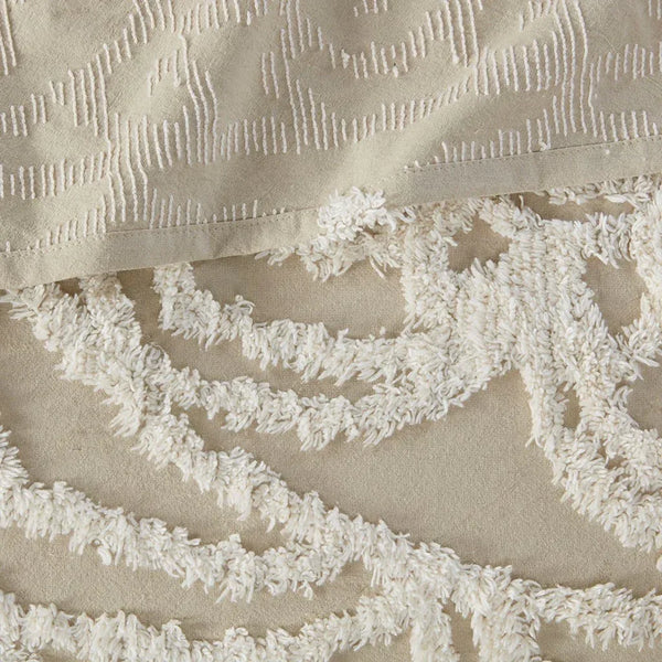 Laetitia Tufted Cotton Chenille Medallion Fringe Coverlet Mini Set - Taupe - Gifts for You 'n Me