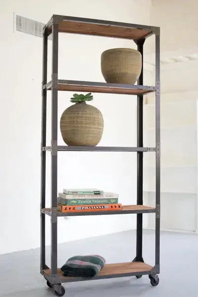Large Iron And Recycled Wood Shelving Unit - KALALOU - Gifts for You 'n Me