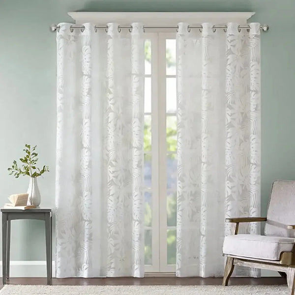 Leilani Palm Leaf Burnout Window Sheer - Gifts for You 'n Me
