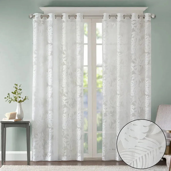 Leilani Palm Leaf Burnout Window Sheer - Gifts for You 'n Me