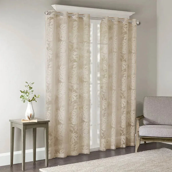 Leilani Palm Leaf Burnout Window Sheer - Gifts for You 'n Me