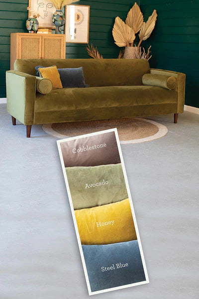 Velvet Sofa With Two Bolster Pillows By Kalalou