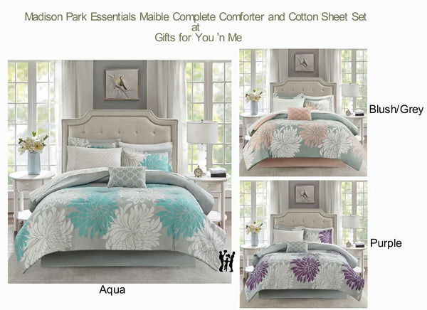 Maible Comforter Set with Cotton Bed Sheets by Madison Park Essentials - Gifts for You 'n Me