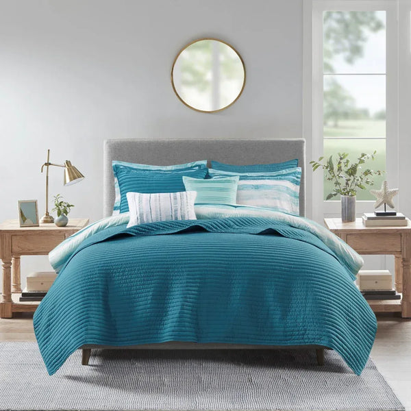 Marina 8 Piece Printed Seersucker Comforter and Coverlet Set Collection - Gifts for You 'n Me