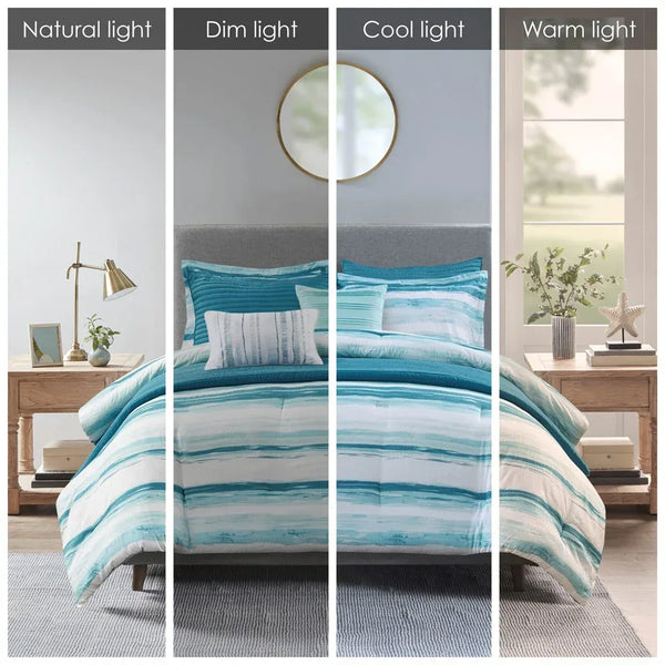 Marina 8 Piece Printed Seersucker Comforter and Coverlet Set Collection - Gifts for You 'n Me