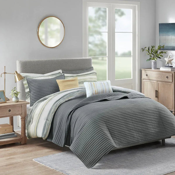 Marina 8 Piece Printed Seersucker Comforter and Coverlet Set Collection - Gifts for You 'n Me