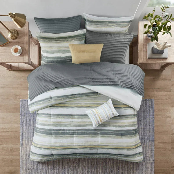 Marina 8 Piece Printed Seersucker Comforter and Coverlet Set Collection - Gifts for You 'n Me