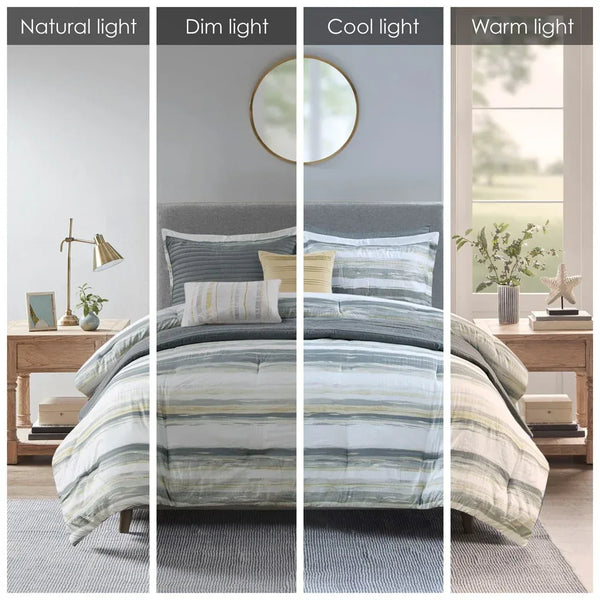 Marina 8 Piece Printed Seersucker Comforter and Coverlet Set Collection - Gifts for You 'n Me